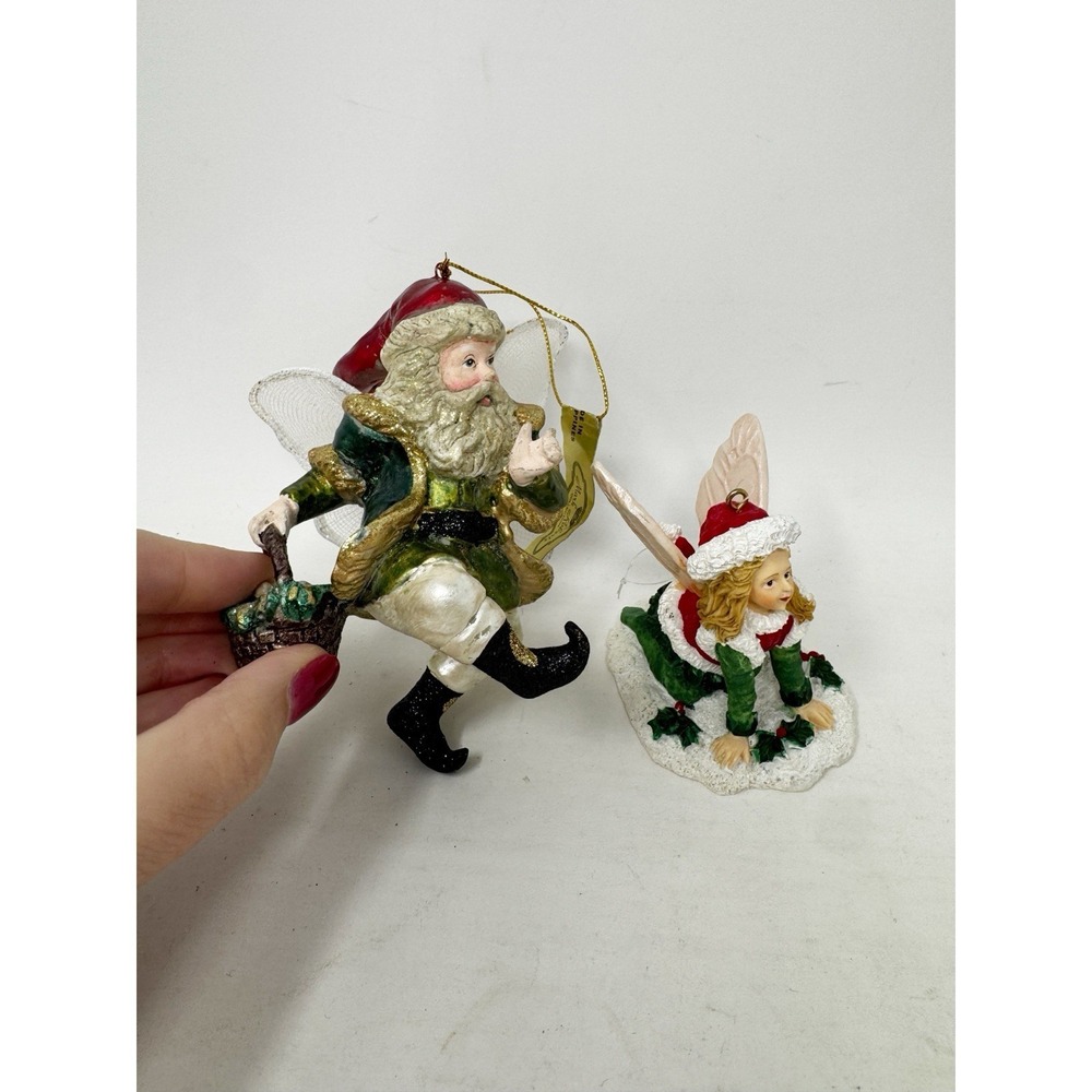 Lot Of‎ 2 Fairy Santa Claus Christmas Ornament Bundle Tree Imp Fairycore Pixie